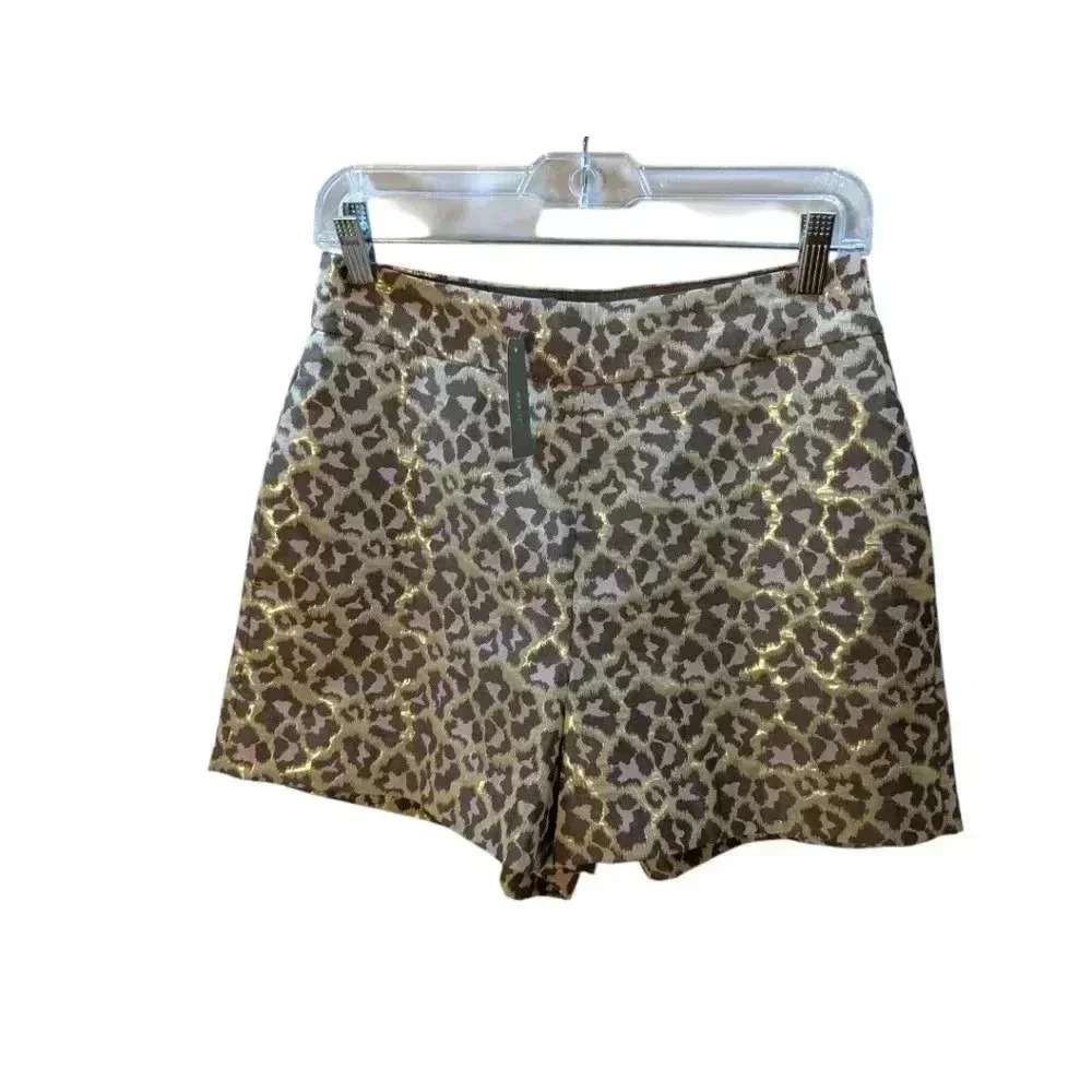 J CREW Trouser Short in Metallic Leopard Jacquard SZ 6 NEW with Tags! SOLD OUT - Picture 3 of 7